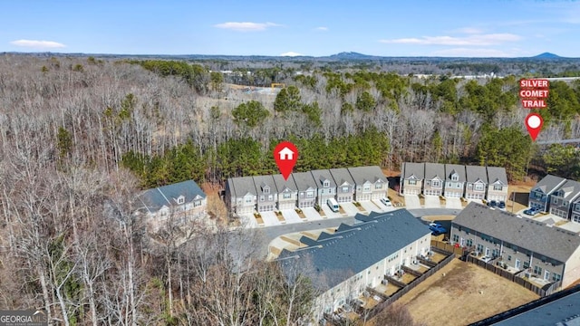 bird's eye view with a mountain view