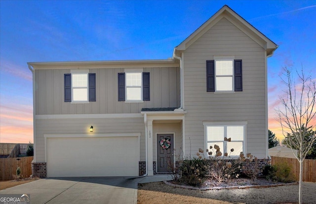 view of property with a garage