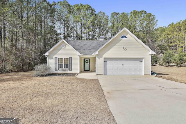 single story home with a garage