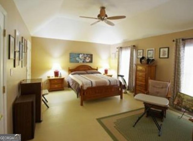 bedroom featuring vaulted ceiling