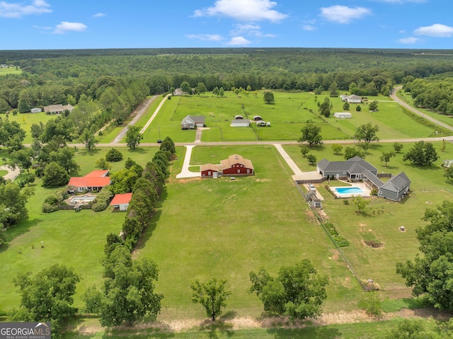 bird's eye view with a rural view