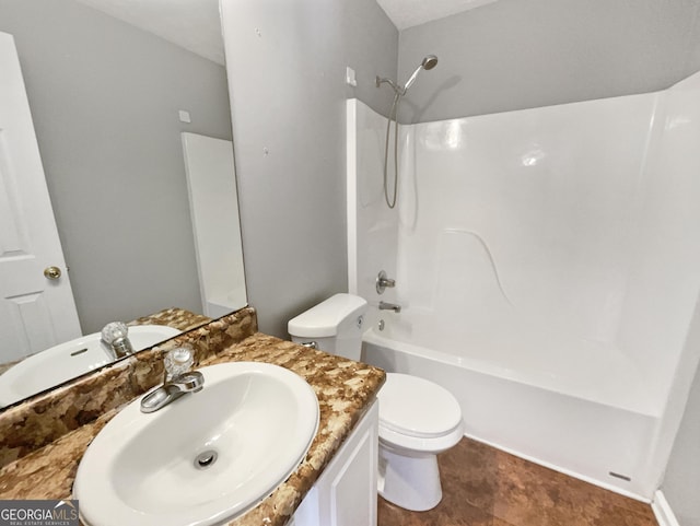 full bathroom with vanity, toilet, and shower / bath combination