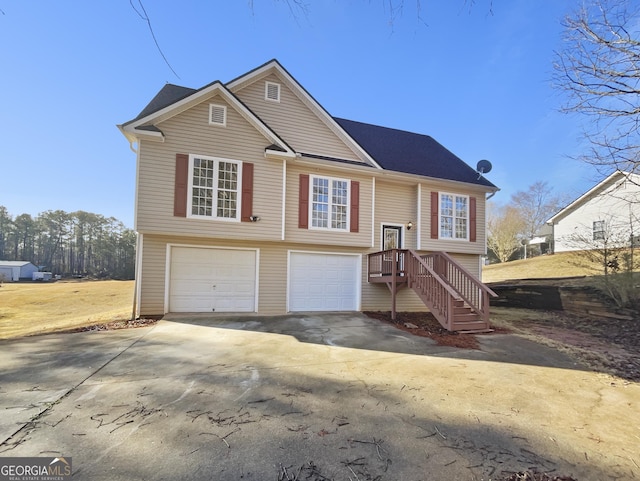 bi-level home with a garage