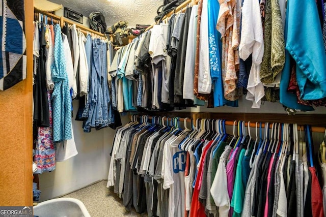 walk in closet featuring carpet