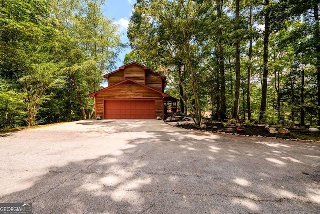 exterior space featuring a garage