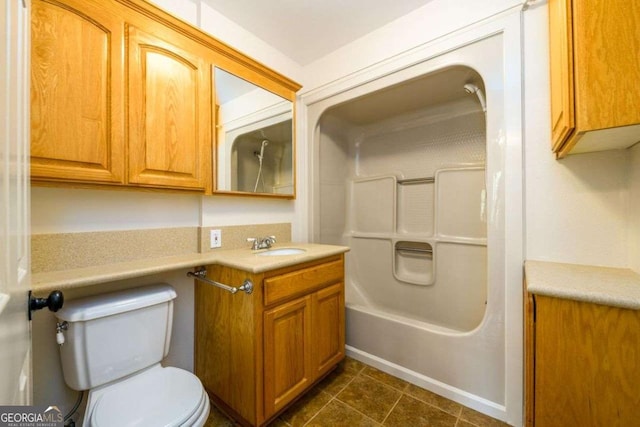 bathroom featuring tile patterned floors, vanity, and toilet