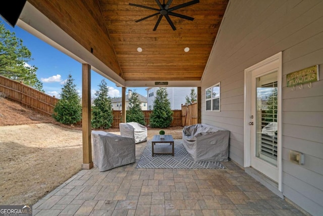 view of patio / terrace featuring grilling area and ceiling fan