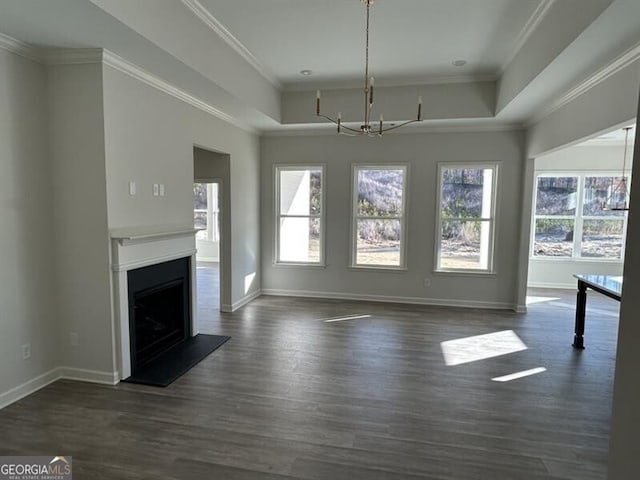 1109 Cooks Farm Way, Woodstock, GA 30189 - unfurnished dining area featuring visible vents, dark wood finished floors, crown molding, baseboards, and a chandelier