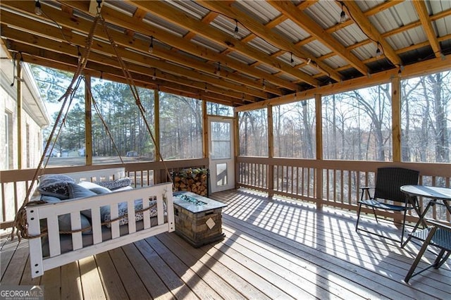 4801 Daniel Mill Rd, Winston, GA 30187 - sunroom / solarium featuring a fire pit and plenty of natural light