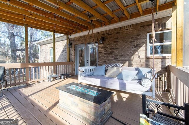 4801 Daniel Mill Rd, Winston, GA 30187 - wooden terrace with an outdoor living space with a fire pit