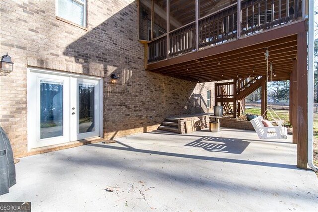 4801 Daniel Mill Rd, Winston, GA 30187 - view of patio with a deck, stairway, and french doors