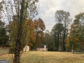 view of yard featuring a shed