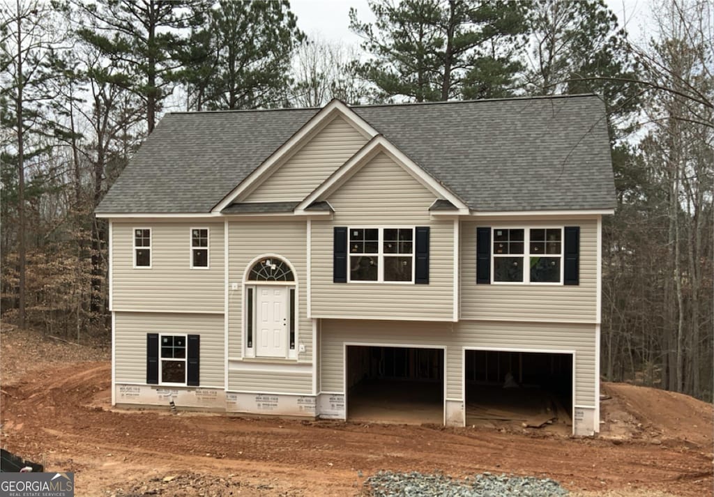 raised ranch with a garage