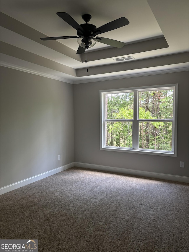29 Iron Bound Trl, Dallas, GA 30132 - empty room with a tray ceiling, carpet flooring, and ceiling fan
