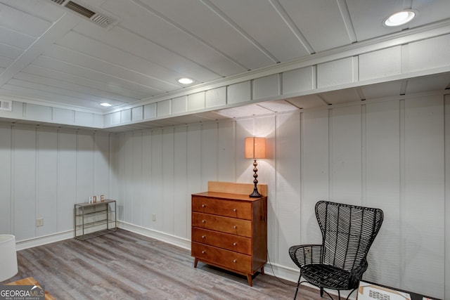 living area with light wood-type flooring