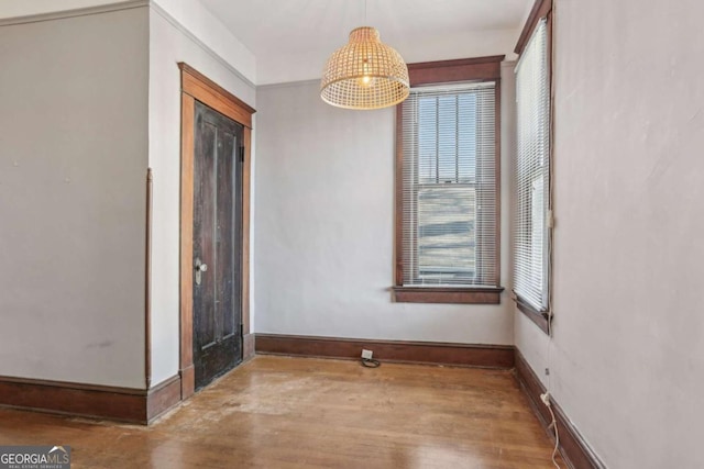 spare room featuring wood-type flooring