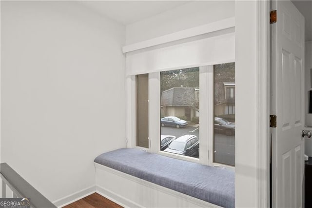 interior space with dark hardwood / wood-style flooring