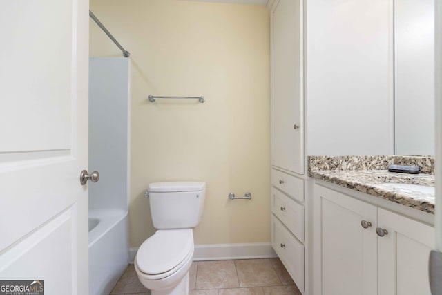 bathroom with vanity, tile patterned flooring, and toilet