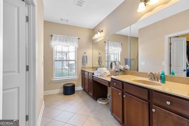 bathroom with vanity and tile patterned floors