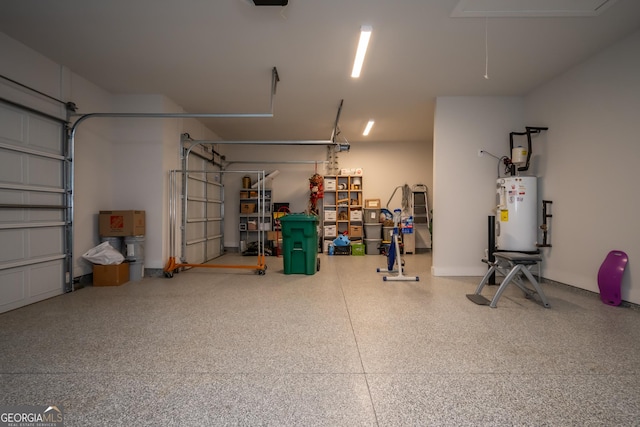 garage featuring electric water heater