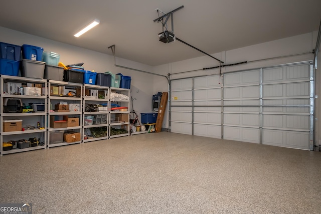 garage with a garage door opener