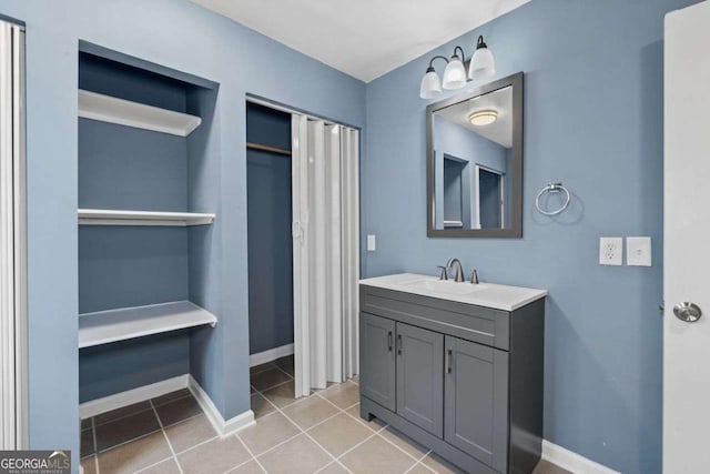 bathroom featuring vanity and tile patterned floors