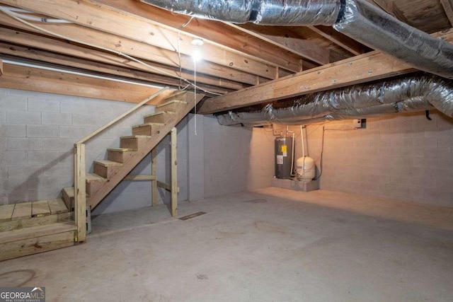 basement with water heater