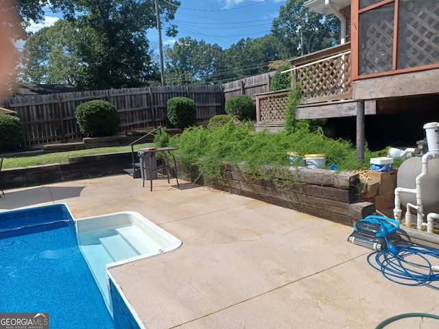 view of pool featuring a patio