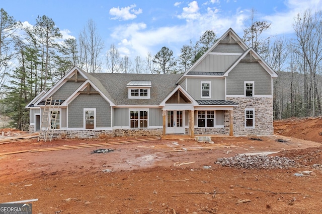 craftsman inspired home featuring french doors