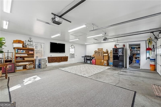 garage with a garage door opener