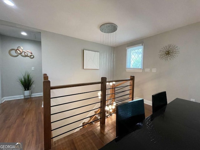 interior space with dark hardwood / wood-style flooring