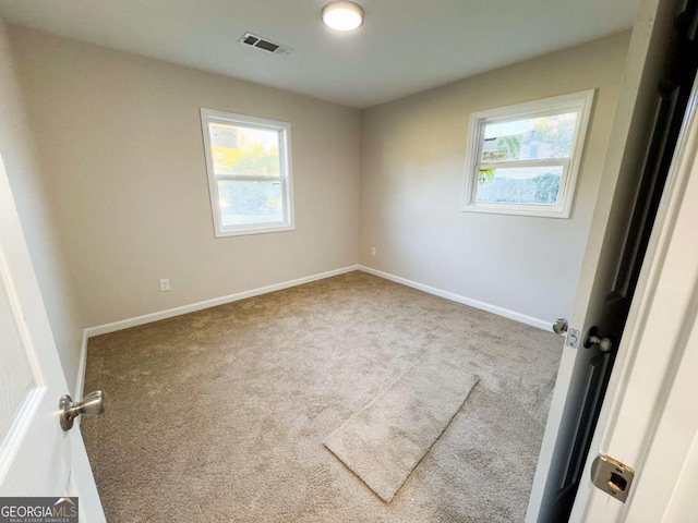 carpeted empty room featuring a wealth of natural light