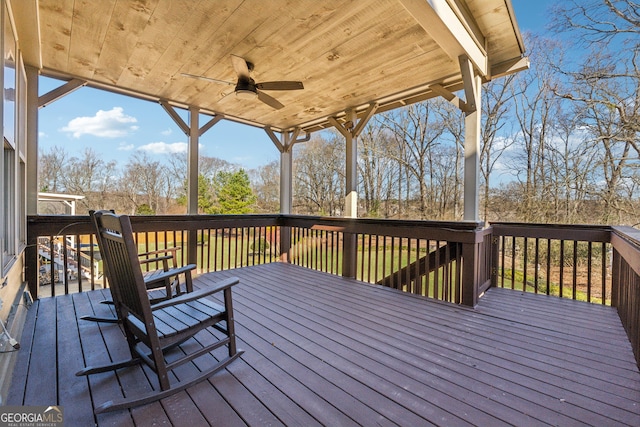 deck featuring ceiling fan