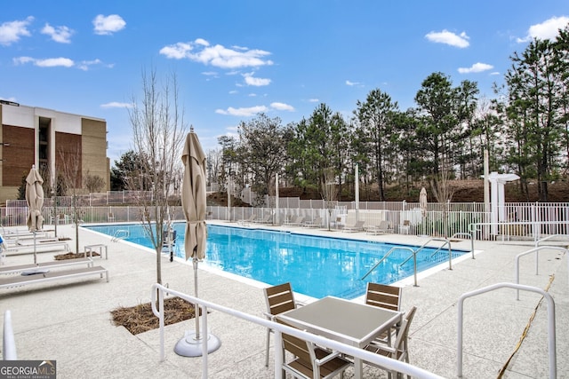 view of swimming pool with a patio