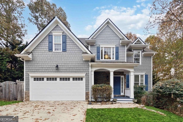 view of front of house with a garage