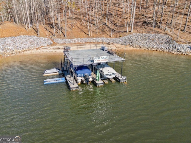 view of dock featuring a water view