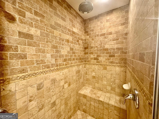 interior details with tiled shower