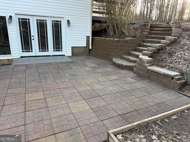 view of patio featuring french doors