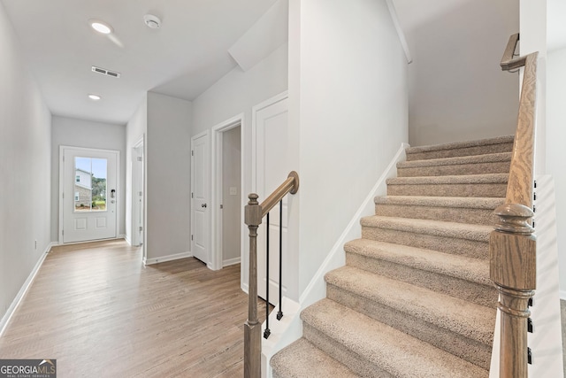 interior space with light hardwood / wood-style flooring