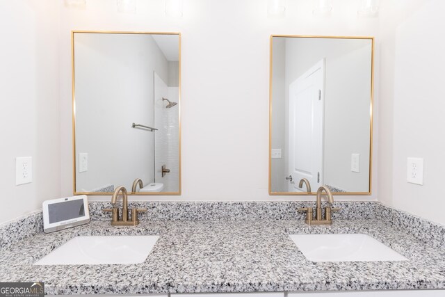 bathroom with vanity and shower / bathing tub combination