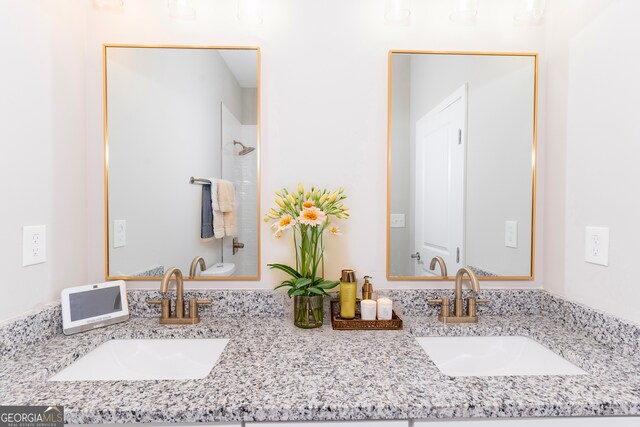 bathroom with vanity and shower / tub combination