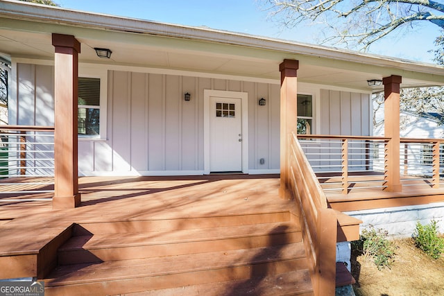 deck featuring covered porch