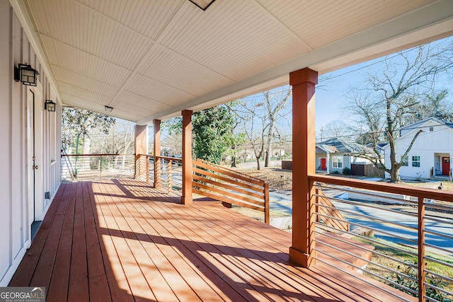 wooden deck featuring a porch