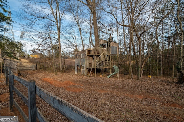 view of yard with a playground