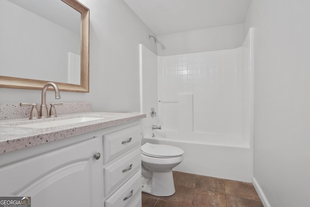 full bathroom with vanity, shower / bathing tub combination, and toilet