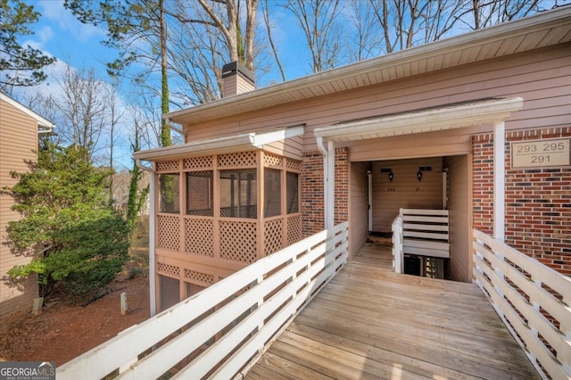 deck featuring a sunroom