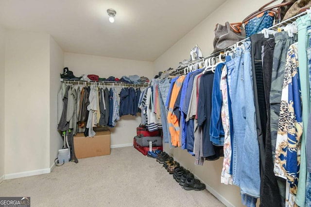 spacious closet with carpet floors