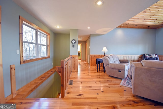 living room featuring light wood-type flooring