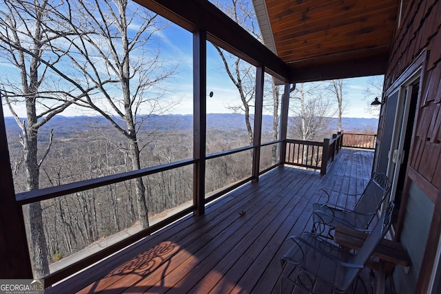 deck featuring a mountain view