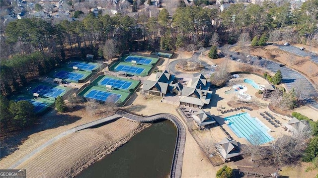5152 Boulder Bluff Way, Suwanee, GA 30024 - aerial view of property and surrounding area featuring a pool area